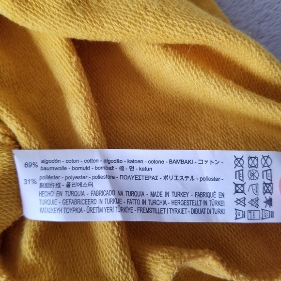 YELLOW V-Neck Short Sleeve Mini Swing Sweater Dress - Picture 6 of 13